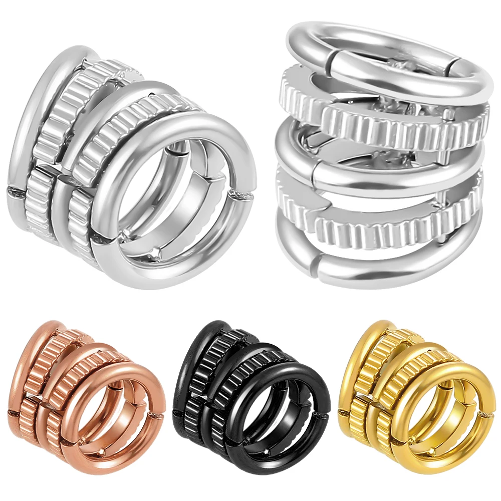 Giga 5-in-1-Stapelringe, Design, Ohrmanschette, Piercing, Messgerät, Ohrringe, Körperschmuck, Plugs, Keilrahmen, zum Anklipsen, Knorpel-Expander – Detail 2