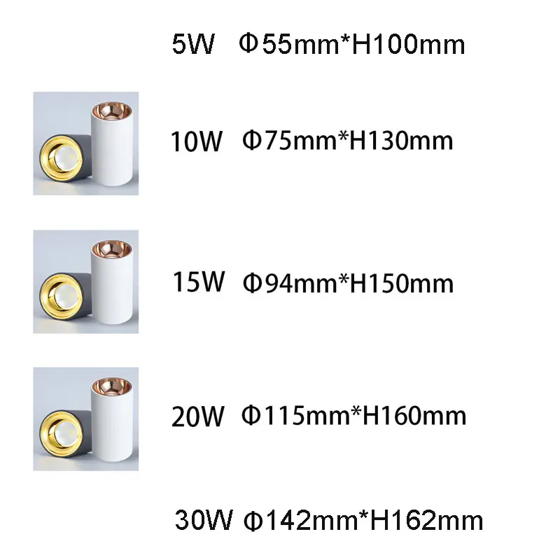 Cylinder Dimmable LED Spotlight Downlight 5W 10W 15W 20W 30W led downlight recessed ceiling spotlight ceiling lamps For Livingroom Kitchen Bedroom Foyer Office