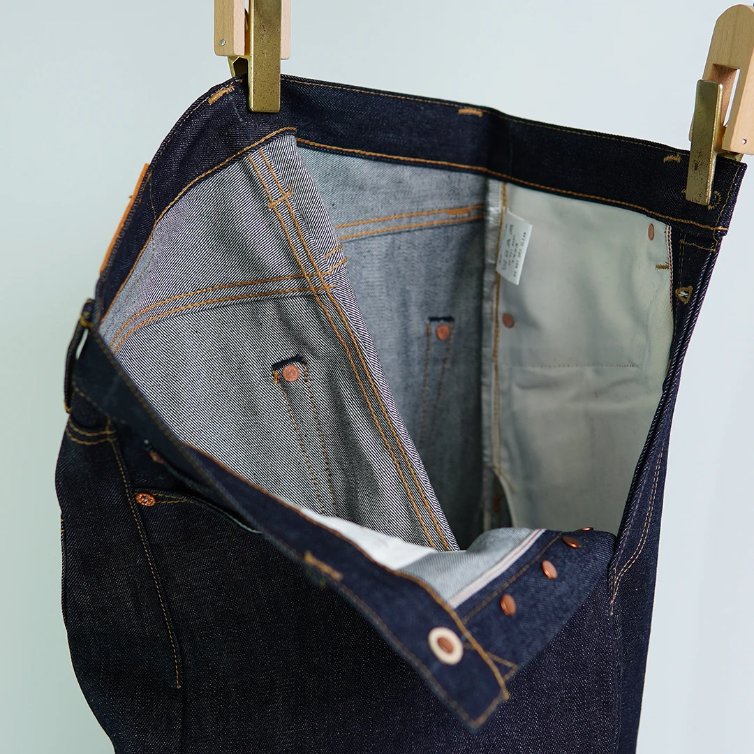 14oz UNWASH Raw Original Indigo Blue Denim Jeans for Men Red Selvedge 100% Cotton Classic LVC-55501 Loose Straight Pants Y2k 502 3
