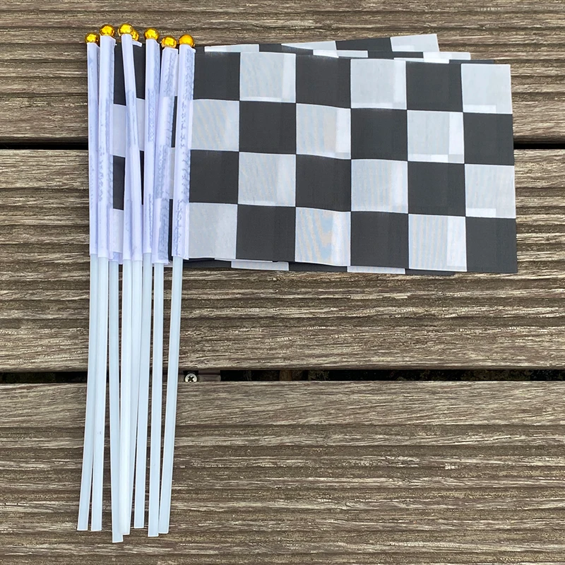 

xvggdg 100pcs/Lot Checkered race Flag Hand Black and White Chequered Racing Flag banner Celebration Craft