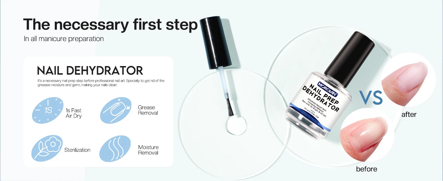 Description Picture 5 of itemProfessional Natural Nail Prep Dehydrator and Nail Acid-Free Primer Set,  Fast Air Dry For Gel Polish & Acrylic Powder 0.5oz