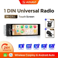 Autoradio AINAVI 1 DIN Carplay sans fil Android Auto Lecteur multimédia universel MP5 pour voiture Écran IPS HD 6,36 pouces Type-C BT 5.0 1DIN 1