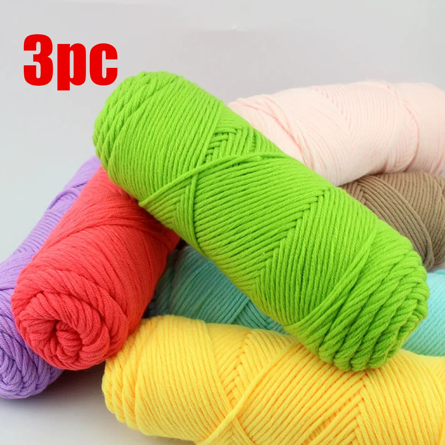 

3pcs=300g Hot Sale Thick Cotton Yarn Soft Eco-Friendly Milk Cotton For Hand Knitting Wool Scarf Sweater 8ply