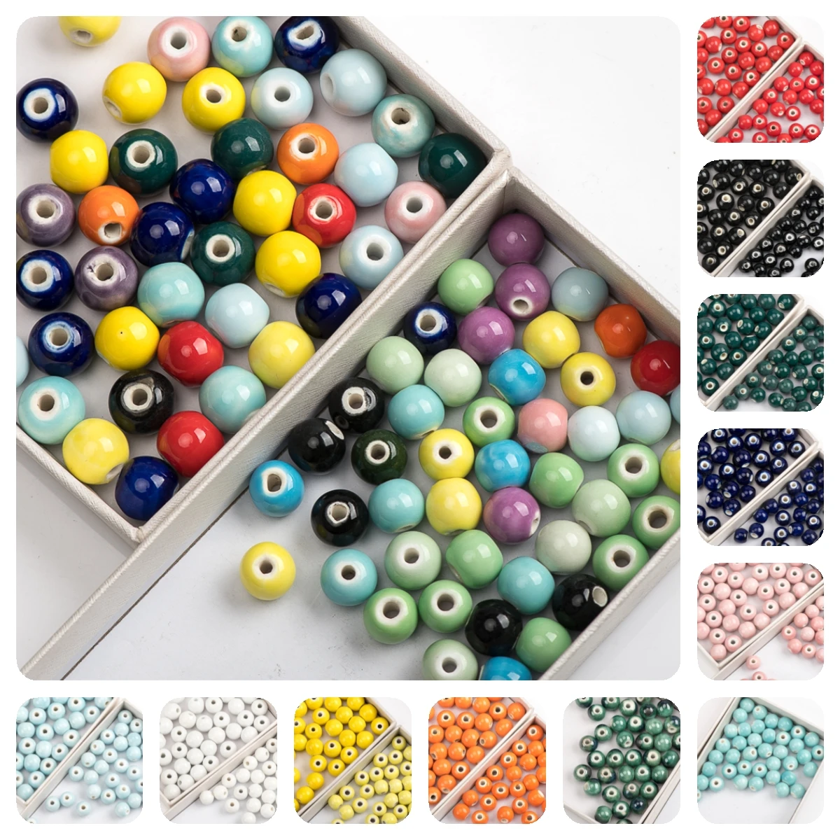 10 #12 #40 stücke DIY Runde Reine Farbe Keramik Perlen Perlen Handgemachte Porzellan Perle Für Schmuck Machen # a301B