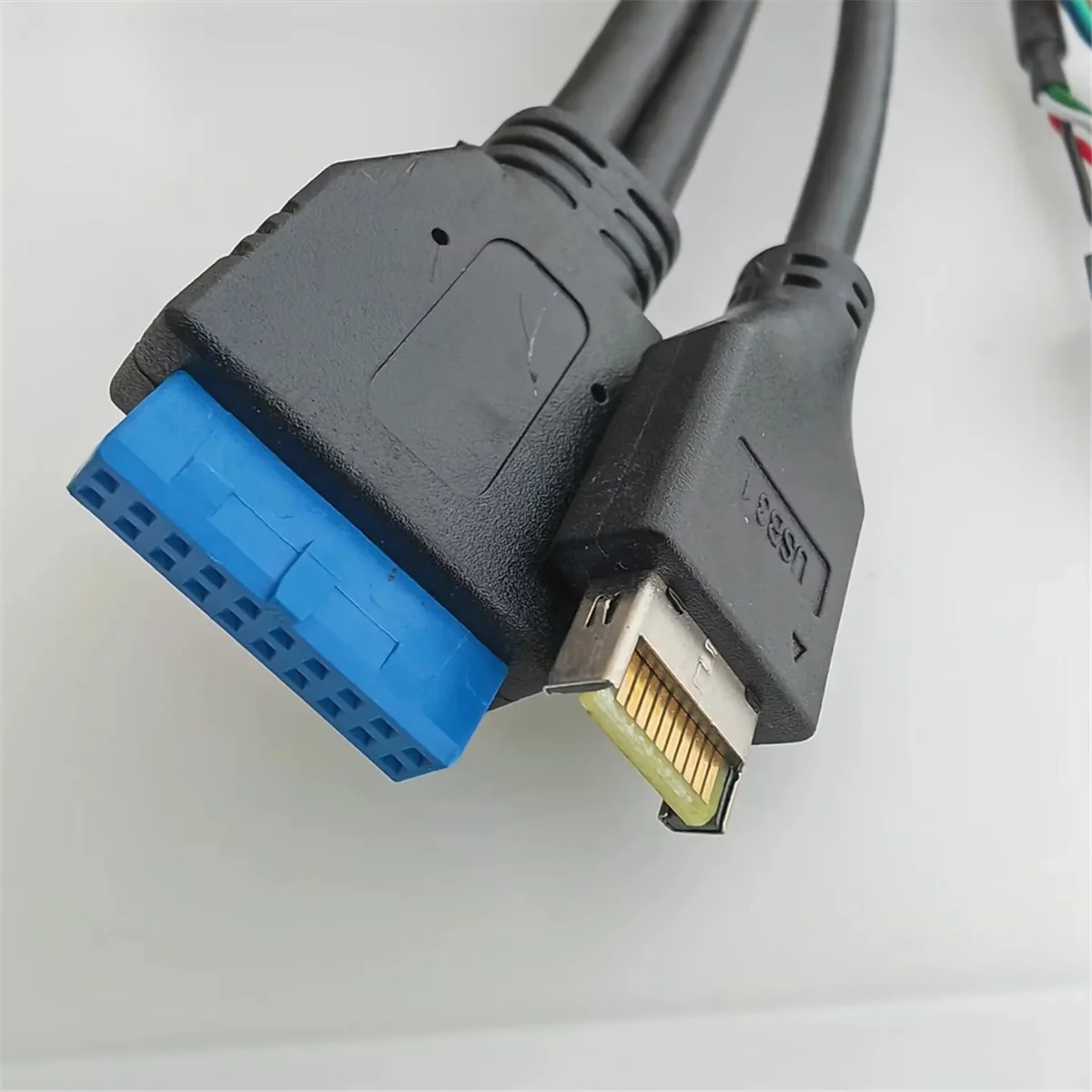 호스트 케이스 마더보드 익스텐션 케이블, 19P, 9 핀-2 포트 USB 3.0, 3.1 HD 오디오 E 타입 C 전원 SW, LED 5.25 인치 패널