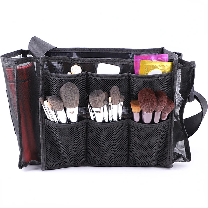 

Fashion Makeup Artist Makeup Brush Organizer Bag Black Mesh Cosmetic Bags Multifunction Large-Capacity Travel Neceser Mujer