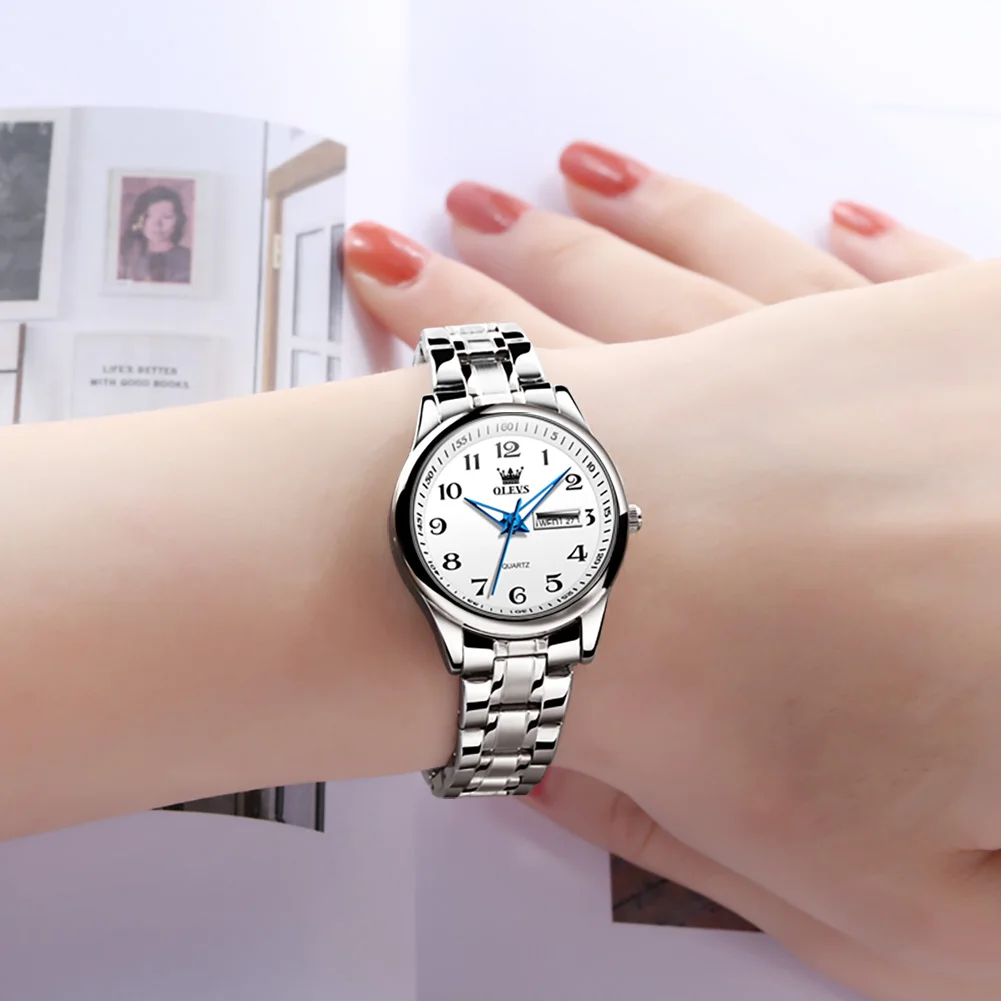 OLEVS Luxury Fashion Women Quartz Watches For Women Auto Date Stainless Steel Watch Ladies Wrist Watch Relogio Feminino