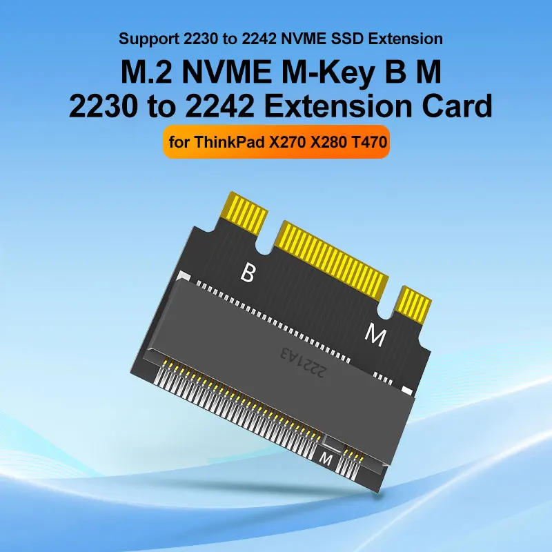 NFHK 2230 NGFF A+E-Key Male to NVME M-Key Female Extension Cable for Laptop Mainboard SSD 2280