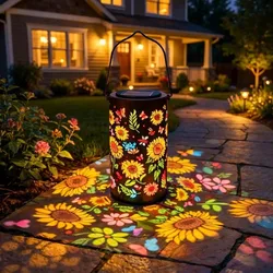 Vibrant Sunflower Shadow Solar Lantern - Outdoor LED Decorative Light (Warm Sunflower)