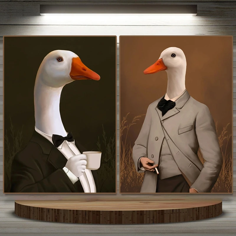 loyaliteit heel veel Voor type Grappige Eend Schilderij Gentleman Eend Humor Animal Wall Art Foto Canvas  Hd Print Woonkamer Mural Home Decoratie Geschenken Cuadros| | - AliExpress