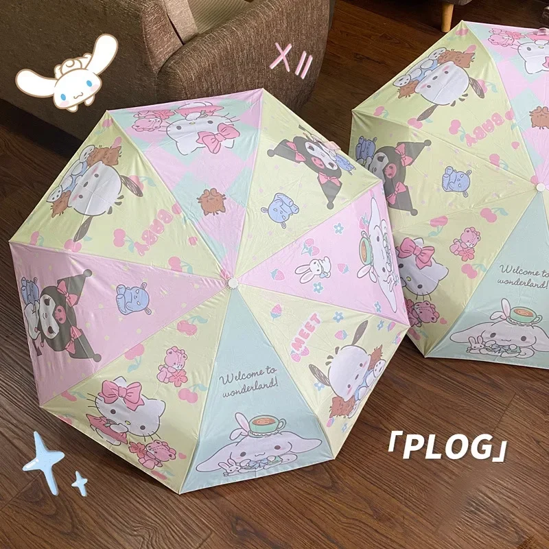 

Sanrio Hello Kitty Umbrella Sea Fan Folding Fully Automatic Umbrella Same Sunscreen Umbrella Anime Kuromi Surroundings
