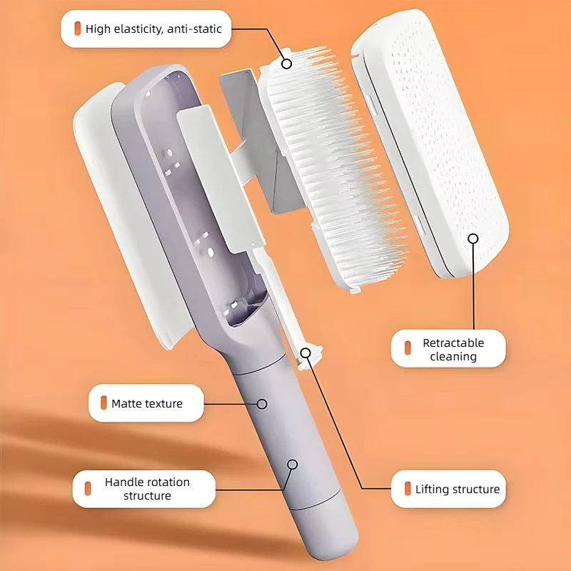 Rotatable Self Cleaning Hair Brush Telescopic Massage Airbag Comb Telescopic Cleaning Anti-static Hairdressing Air Cushion Comb