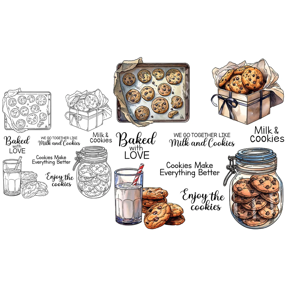 Mangocraft Sweet Baked Cookies Pancake & Milk Clear Stamps DIY Scrapbooking Supplies Silicone Stamp For Cards Albums Decor