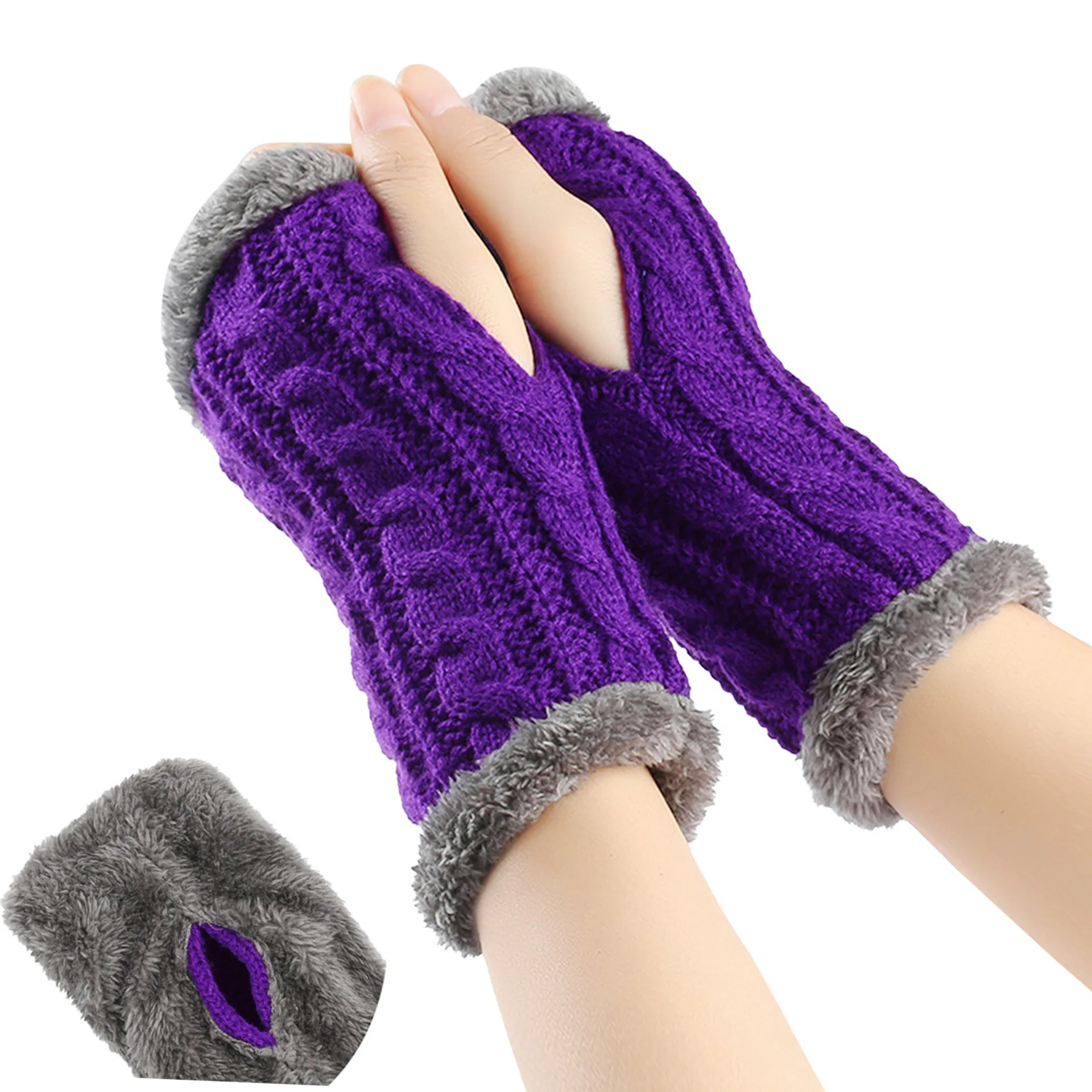 

Winter Warm Short Arm Sleeves Gloves For Women Fingerless Twists Casual Knitted Elbow Mittens Elastic Outdoor Sports Arm Warmer