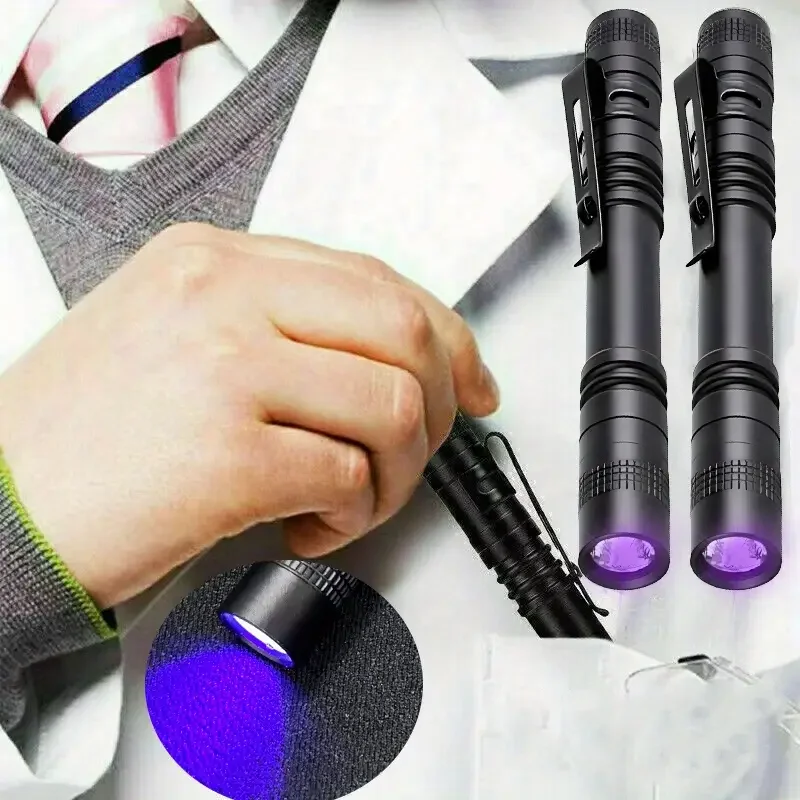 Uv flashlight 395nm UV Flashlight Ultraviolet Torch With Pen Clip Portable Violet Light Pet Urine Scorpion Detector UV Lamp Use AAA Batteries