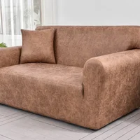 Solid color waterproof, dirty and non-slip sofa cover, single and double all-inclusive imitation cowhide non-slip sofa cover 1