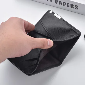Black Faux Leather Small Slim Business-Style Wallet - Multiple Card Slots, Credit Card and Driver's License Holder, Geometric In 4