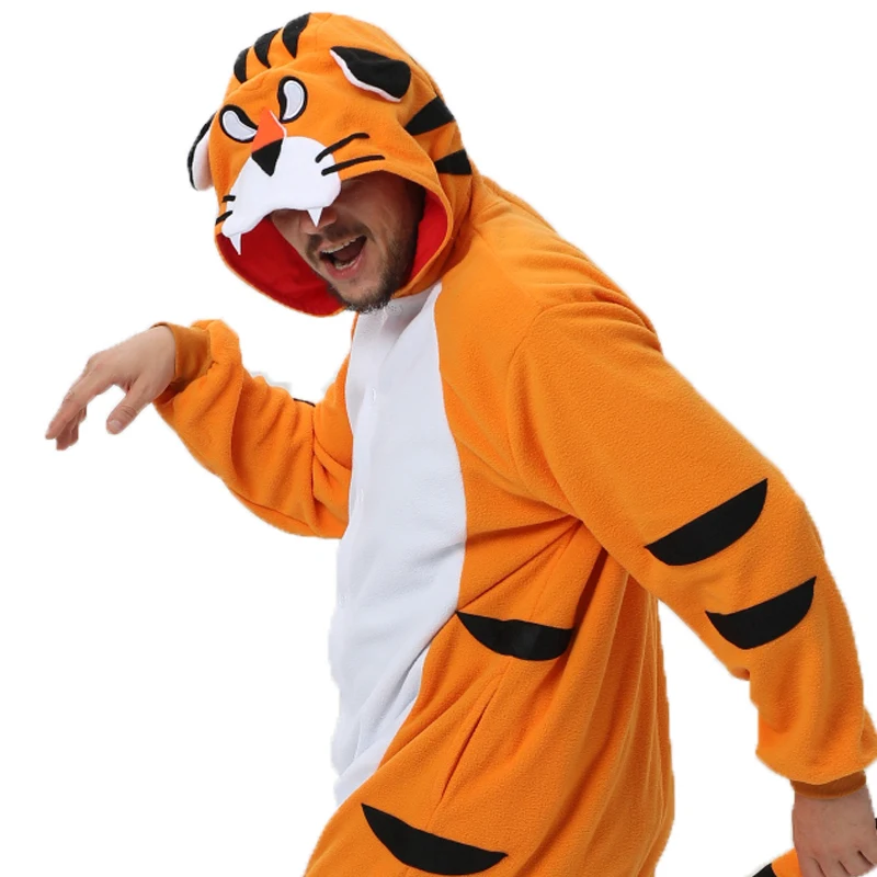 Bengal tiger animal costume cosplay costume kigurumi men one piece pajamas halloween christmas party hooded cartoon pajamas