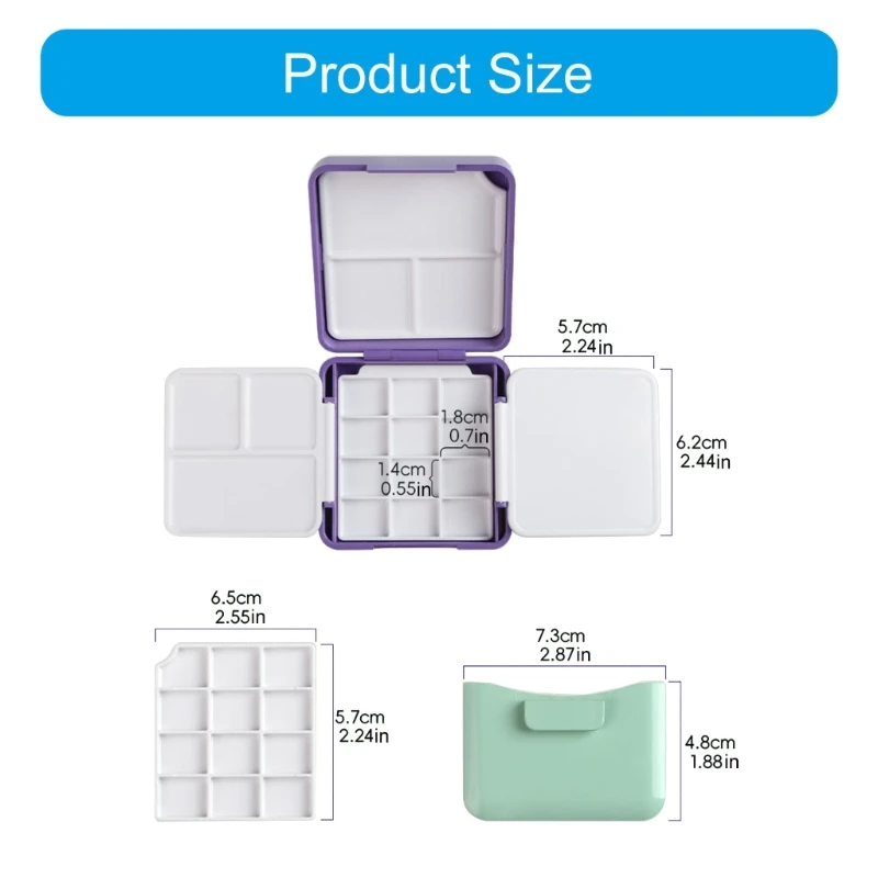 Watercolor Paint Paint Brush Washer 12 Well Folding Case Portable Acrylics Box