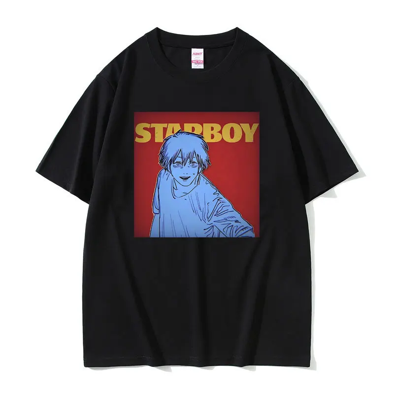 

Japanese Anime Chainsaw Man Denji Graphics T Shirt The Weeknd Starboy Style T-shirt Men Manga Tees Male Casual Oversized Tshirt