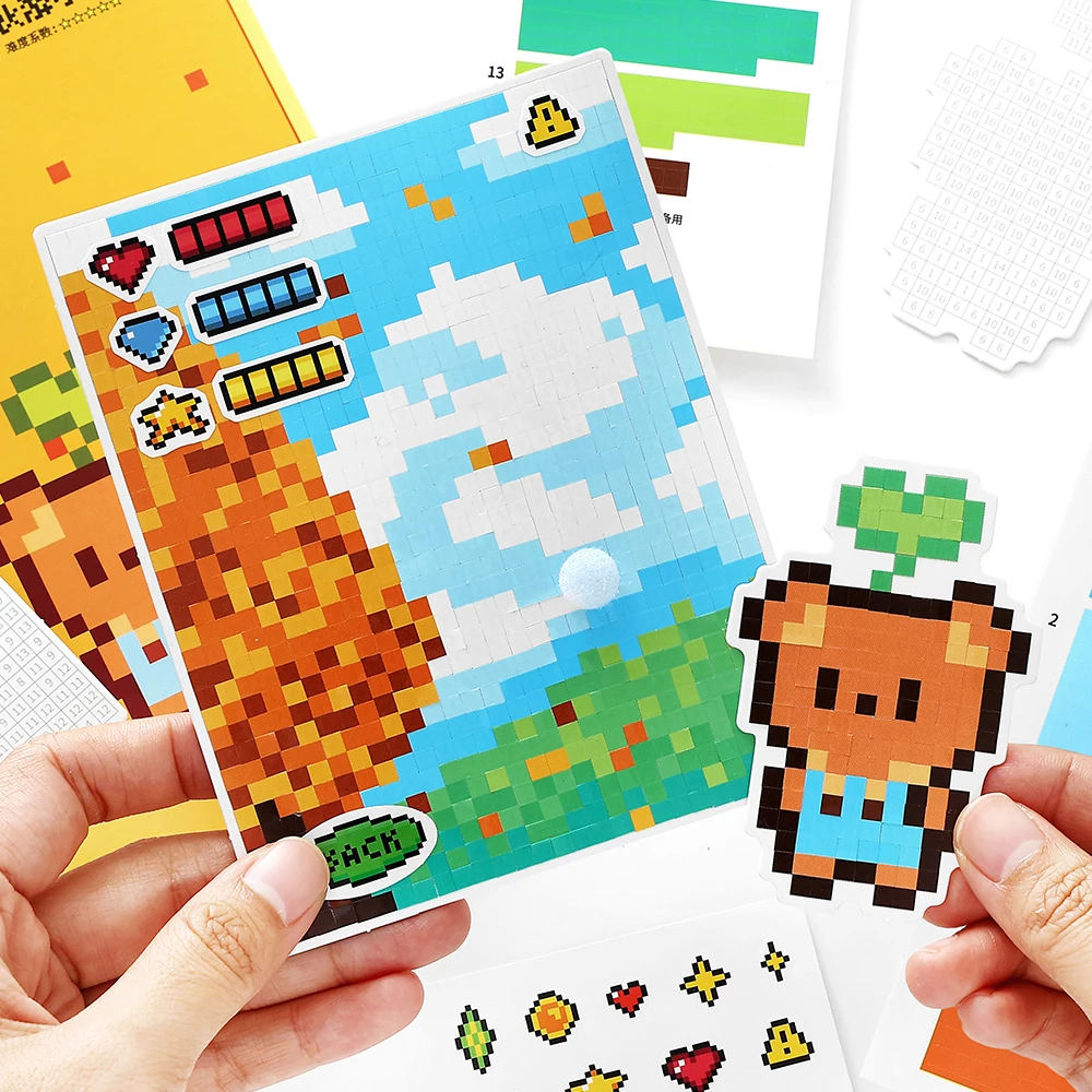 Kawaii Animal Pixel Collage Stickers for DIY Crafts & Decoration