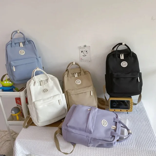 Waterproof Nylon Solid Color Women Backpack