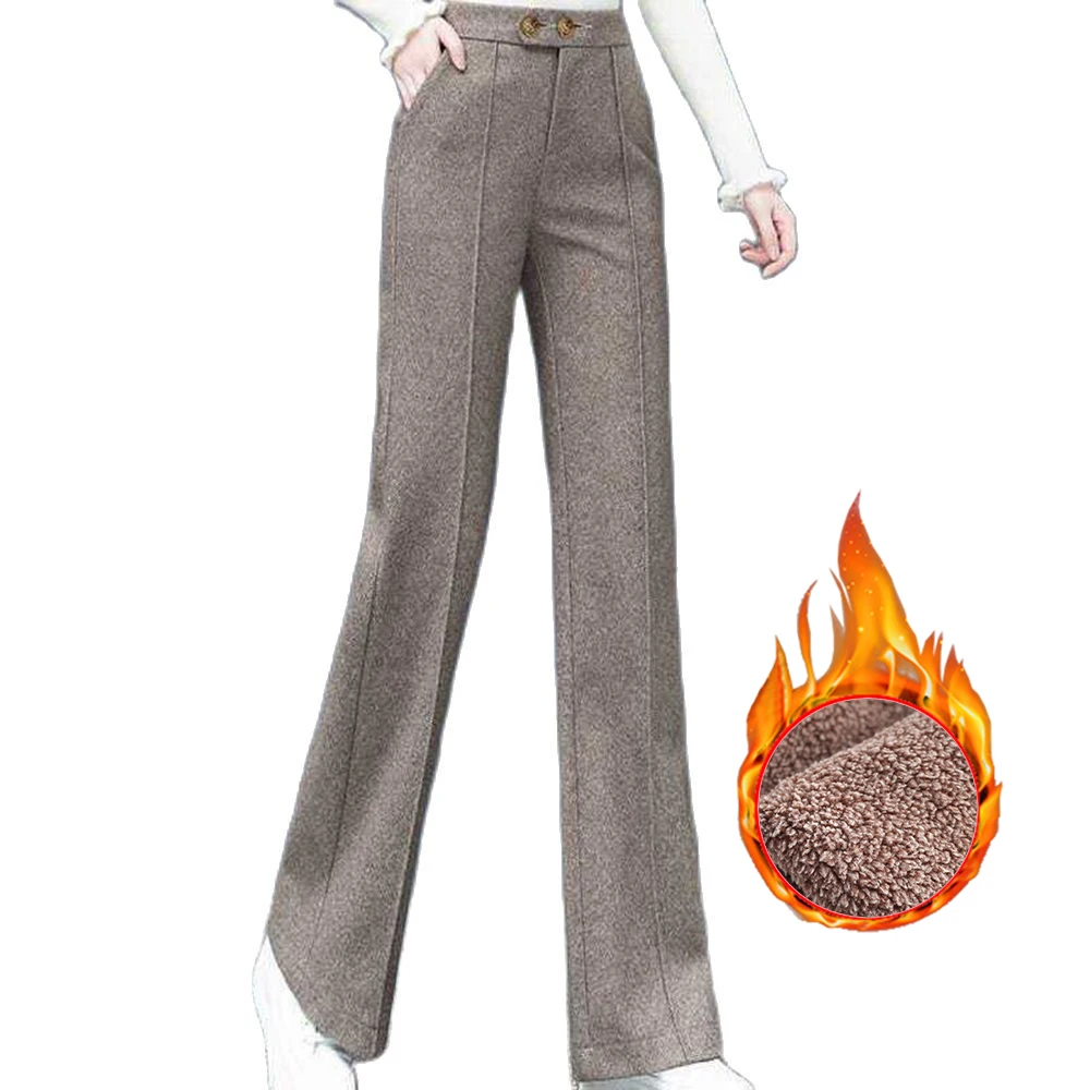 Autumn and Winter Arrival Fashion American Style Fleece-lined Warm Flared Pants