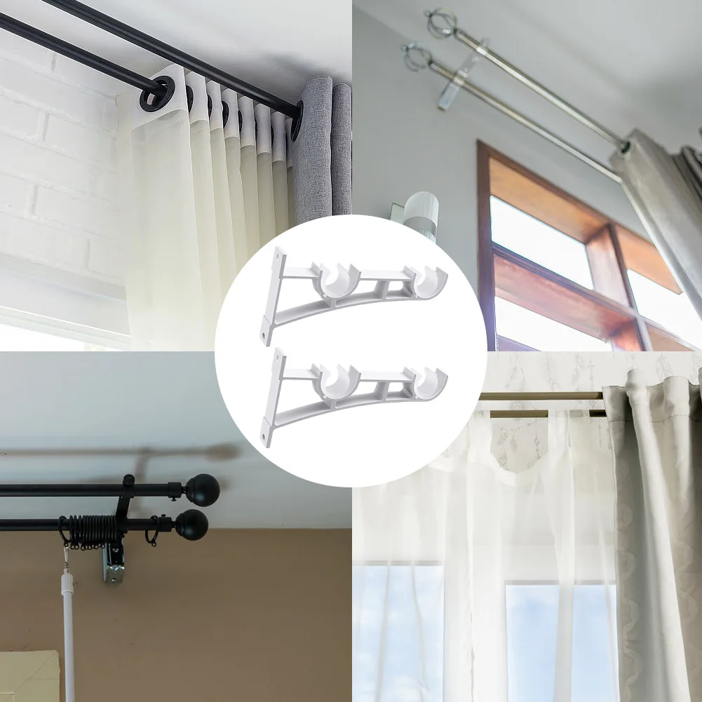 Curtain Rod Holders Wall Mount Bracket Aluminum Alloy 2 Pack