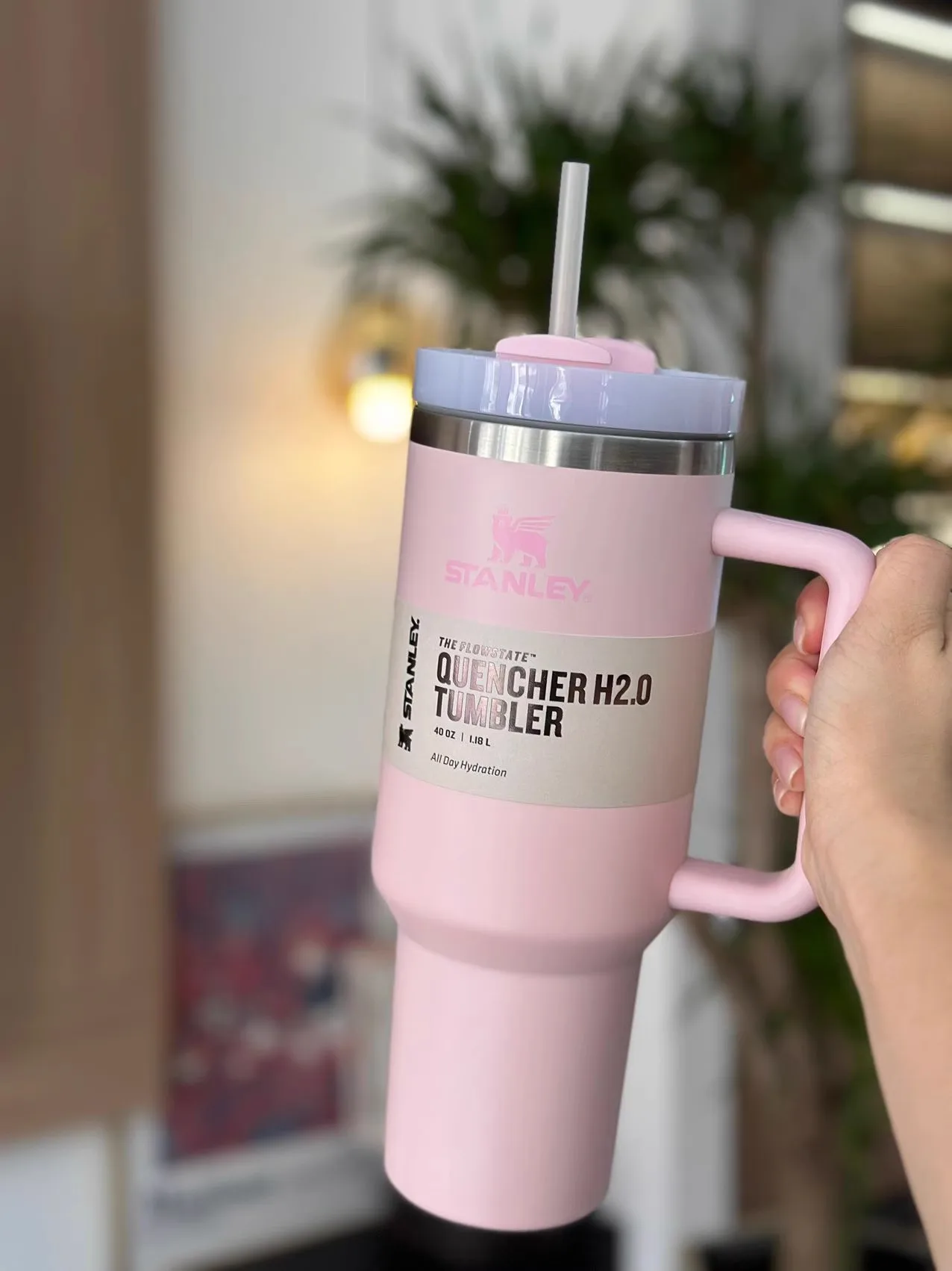 Stanley 40oz Tumbler Pink, Stanley Quencher H2.0 Flowstate Stainless Steel  Vacuum Insulated Tumbler With Handle, Lid and Straw, Stanley Cup. 