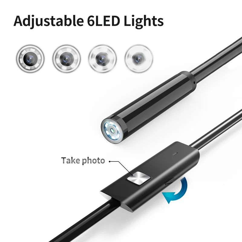 Endoscope Camera USB-C Borescope Inspection Camera with 6 LED Lights Flexible Waterproof Snake Camera for OTG Android Phone PC 2