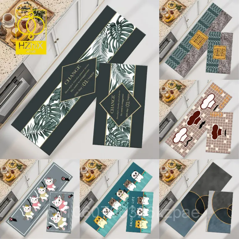 

Kitchen Floor Rug Bedroom Living Room Carpet Bathroom Parlor Washable Anti-Slip Rug Long Hallway Balcony Home Entrance Doormat