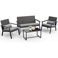 Outdoor Wicker Patio Furniture Set with Deep Seating Cushions and Table for Balcony, Backyard, and Porch 1