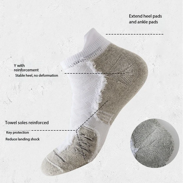 1/3Pairs Professional Marathon Running Sock Outdoor  Sports Fitness  Thickened Cushioned Short Tube Low Cut Boat Ankle Socks 4