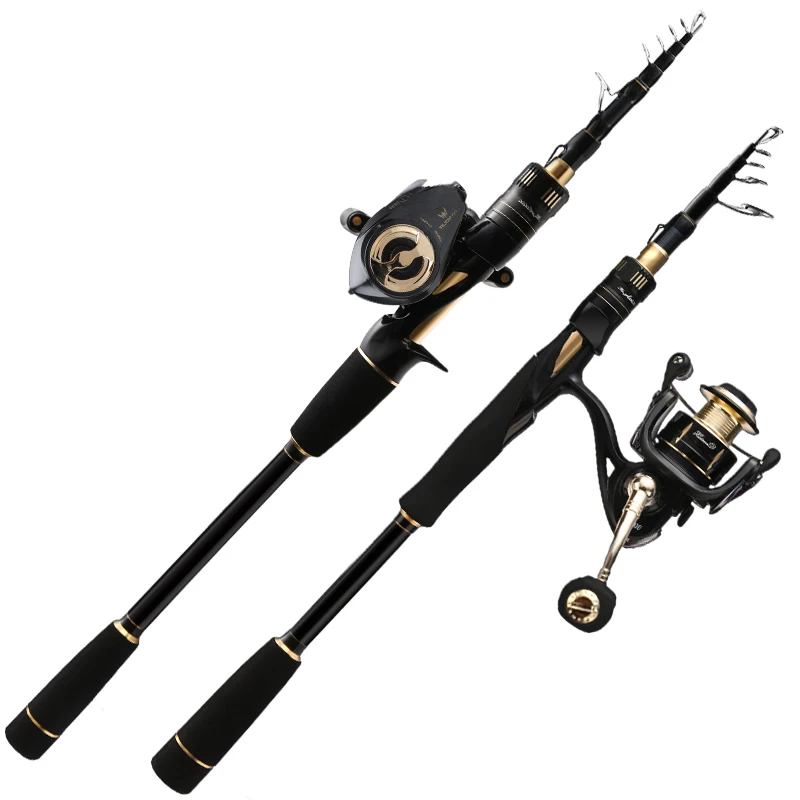 Histar Medusa Easy Carry Tele Spin 1.80m 2.10m 2.40m Full Carbon K Guide  Fishing Rod and Baitcasting or Spinning Reel Combo