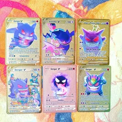 2023 Pokemon Metal Card Letters Pikachu Vmax Charizard Gengar Anime Games Game Collection Golden Card Iron Cards Toys Kids Gifts