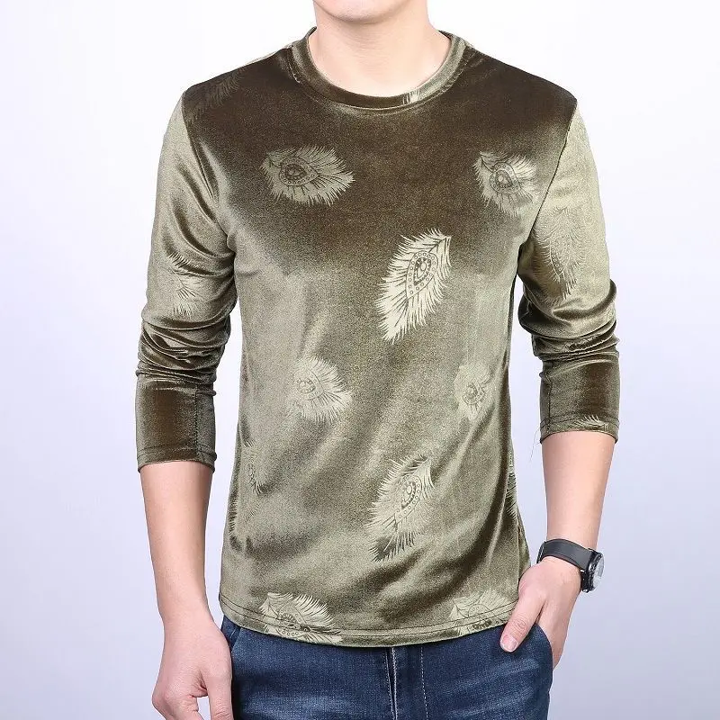 

Autumn Winter Print Fashion Harajuku T-shirts Men Loose Casual Tops All Match Undershirt Long Sleeve Pullover Chic Male Clothes