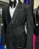Elegent Mens Suit Shiny Gem Crystals Groom Wedding Tuxedos 2 Pieces Set Customized Prom Party Blazer Slim Fit trajes para hombre 2