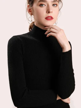 سترة نسائية لخريف وشتاء 2025 سترة عصرية بنصف الياقة المدورة محبوكة سترة نسائية بأكمام طويلة ملابس شتوية ناعمة مرنة 4