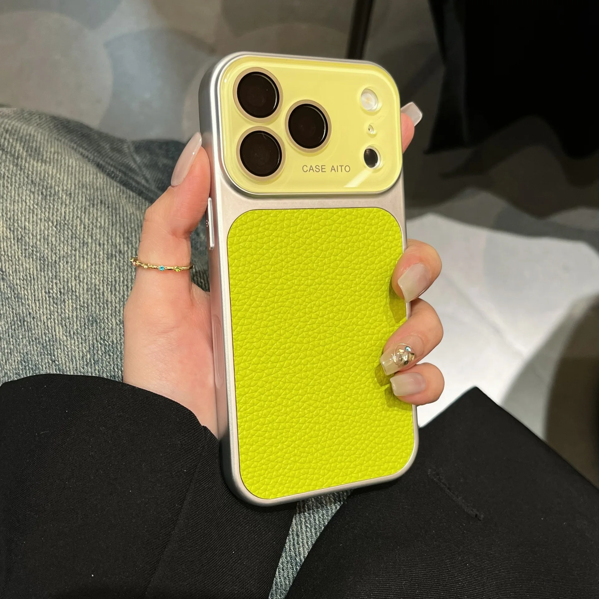 Luxury Litchi Skin Texture PU Leather Phone Case with Lens Protection Bumper