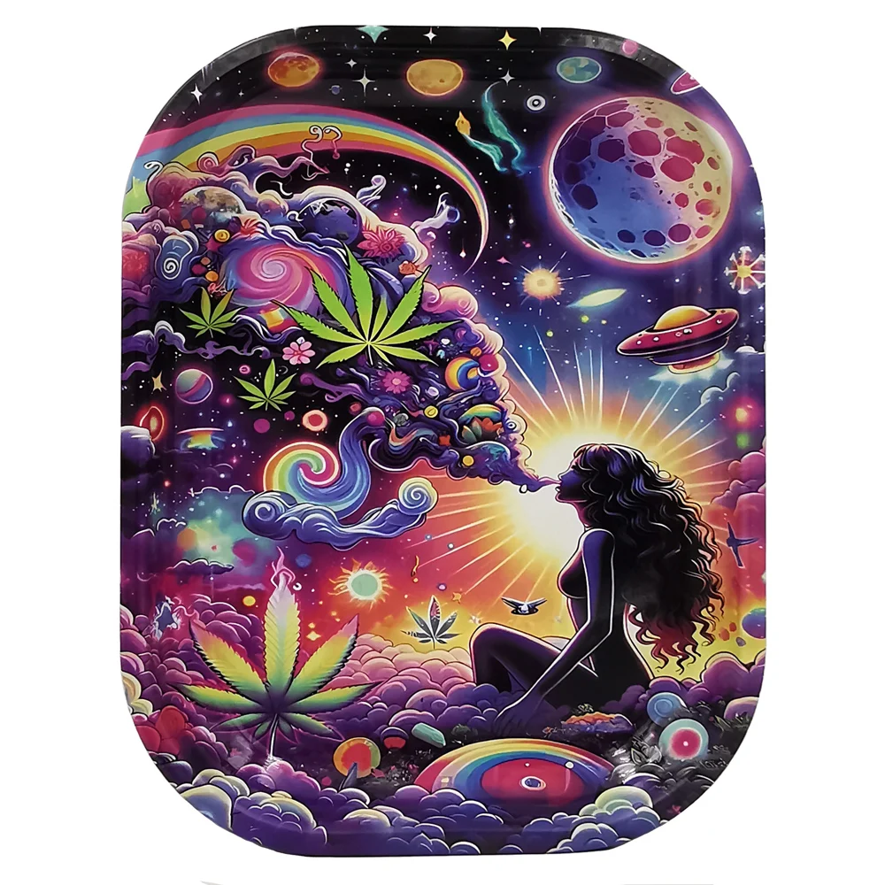 Rolling Tray 7X5.5" Metal Rolling Tray Cigarette Tray Tinplate Home Tea Coffee Table