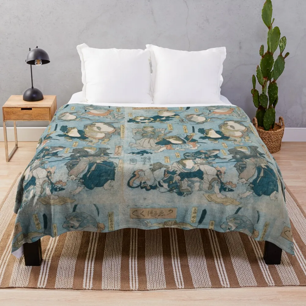 

Frog heros Japanese art Throw Blanket Personalized Gift
