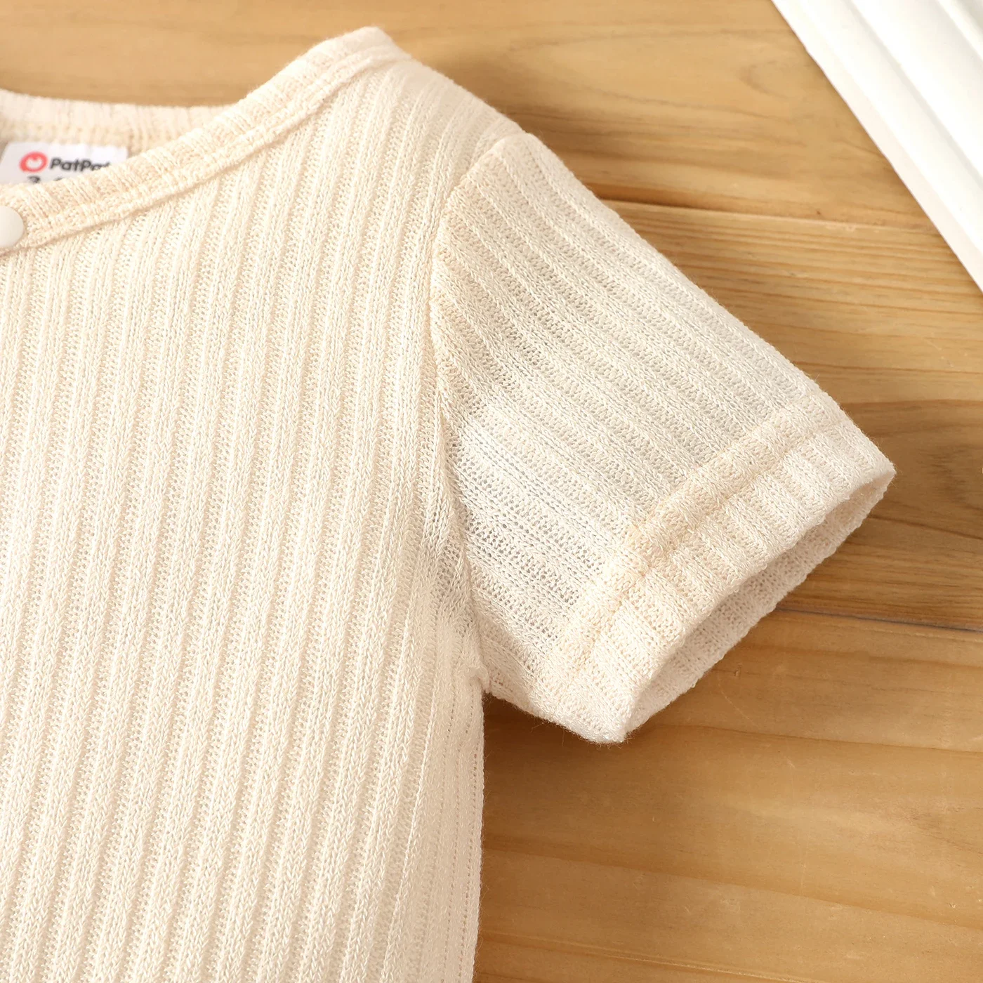 PatPat 남여아 솔리드 골지 반팔 롬퍼, 부드럽고 편안한 외출에 적합, 여름 시즌