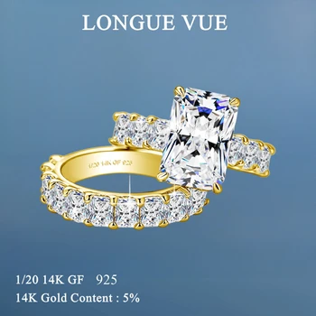 14K Gold Filled Wedding Rings Set for Women White 11*9MM Radiant Cut Moissanite Engagement Ring Luxury Bridal Jewelry