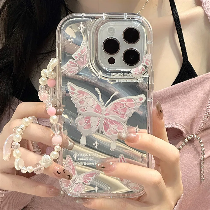 Butterfly Phone Case For iPhone 11 13 16 Pro Max 14 15 12 XR X XS 7 8 Plus SE 16promax 15promax Soft TPU Transparent Cover Funda