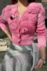 DABUWAWA Tree Dimensional Decoration Knitted Cardigan Hook Flower Hollow Sweater Womans Clothing V Neck Y2k Tops DM1DZK003 5