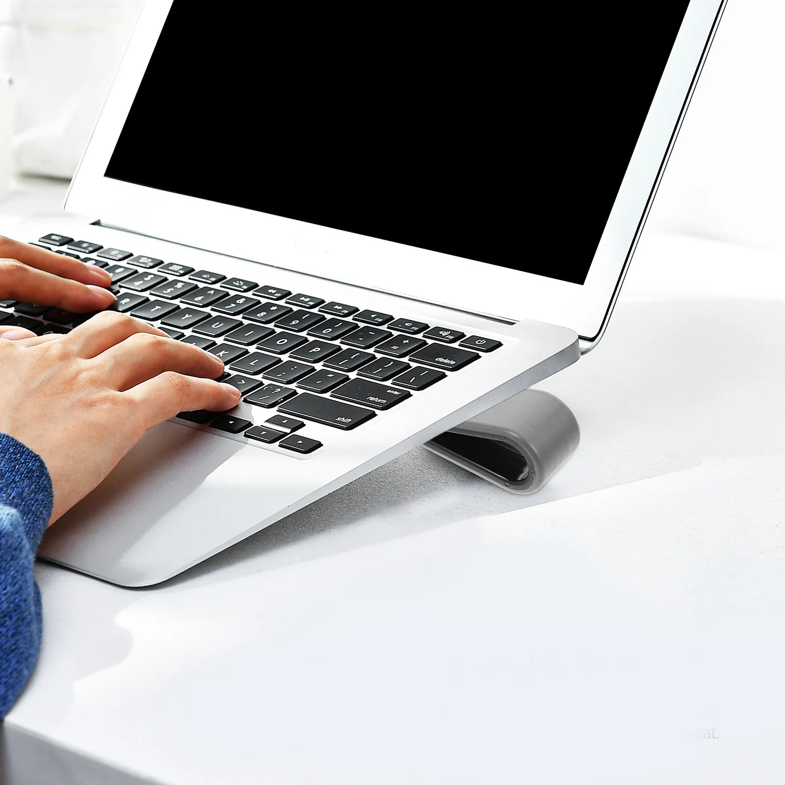 2Pcs 노트북 스탠드 홀더 인체공학적 높이 조절을 위한 프리미엄 실리콘 웨지 라이저 경량 휴대용 데스크탑 사용