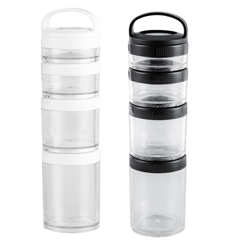 

Stackable Snack Containers For Kids And Adult, 4 Stackable Snack Cups For School And Travel Transparent White Durable