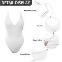 Women's One Piece Swimsuit Open Back Bathing Suit Tummy Control V Neck Adjustable Straps High Cut Swimwear 6