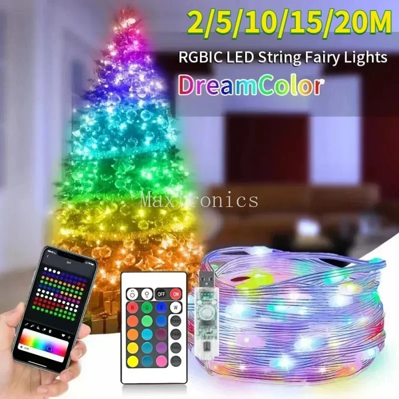 

RGB LED Fairy String Lights Dreamcolor USB Bluetooth APP Smart Garland Fairy Light Wedding Party Christmas Tree Decor 2M 5M 10M