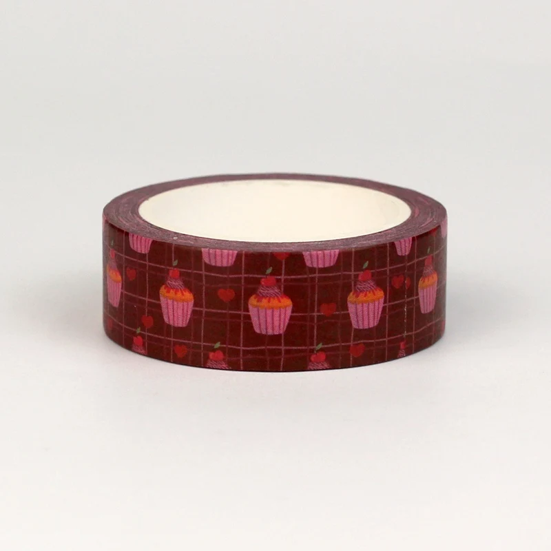 대량 10개/세트 데코 보르도 컵케이크 발렌타인 그리드 와시 테이프 스크랩북킹 저널용 접착 마스킹 테이프 귀여운 문구류